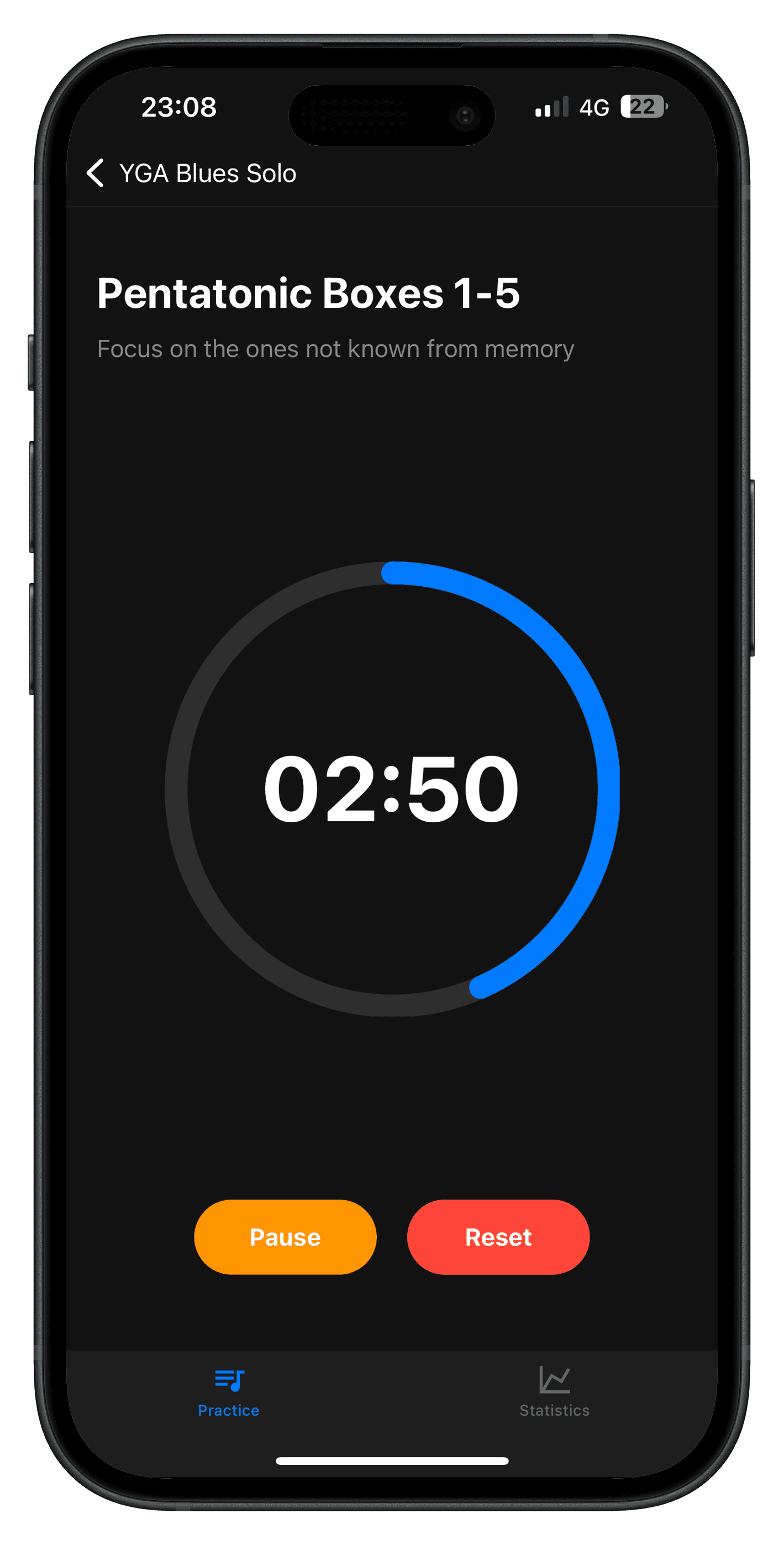 Practice timer interface